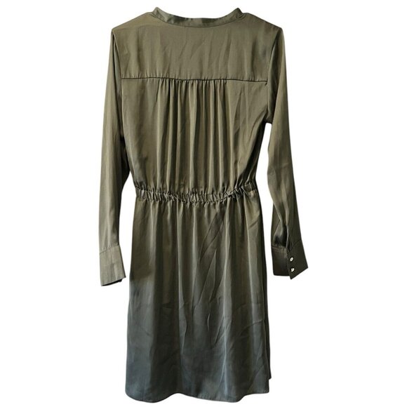 HM Dress Women’s Size Small Sage Green Short V Neck Elastic Waist Silky Feel - Picture 2 of 16